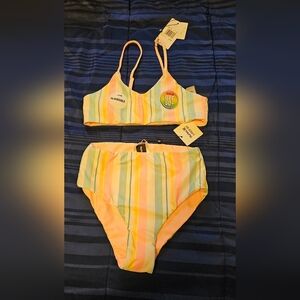 Hurley Girls Striped Bikini Set Size 12